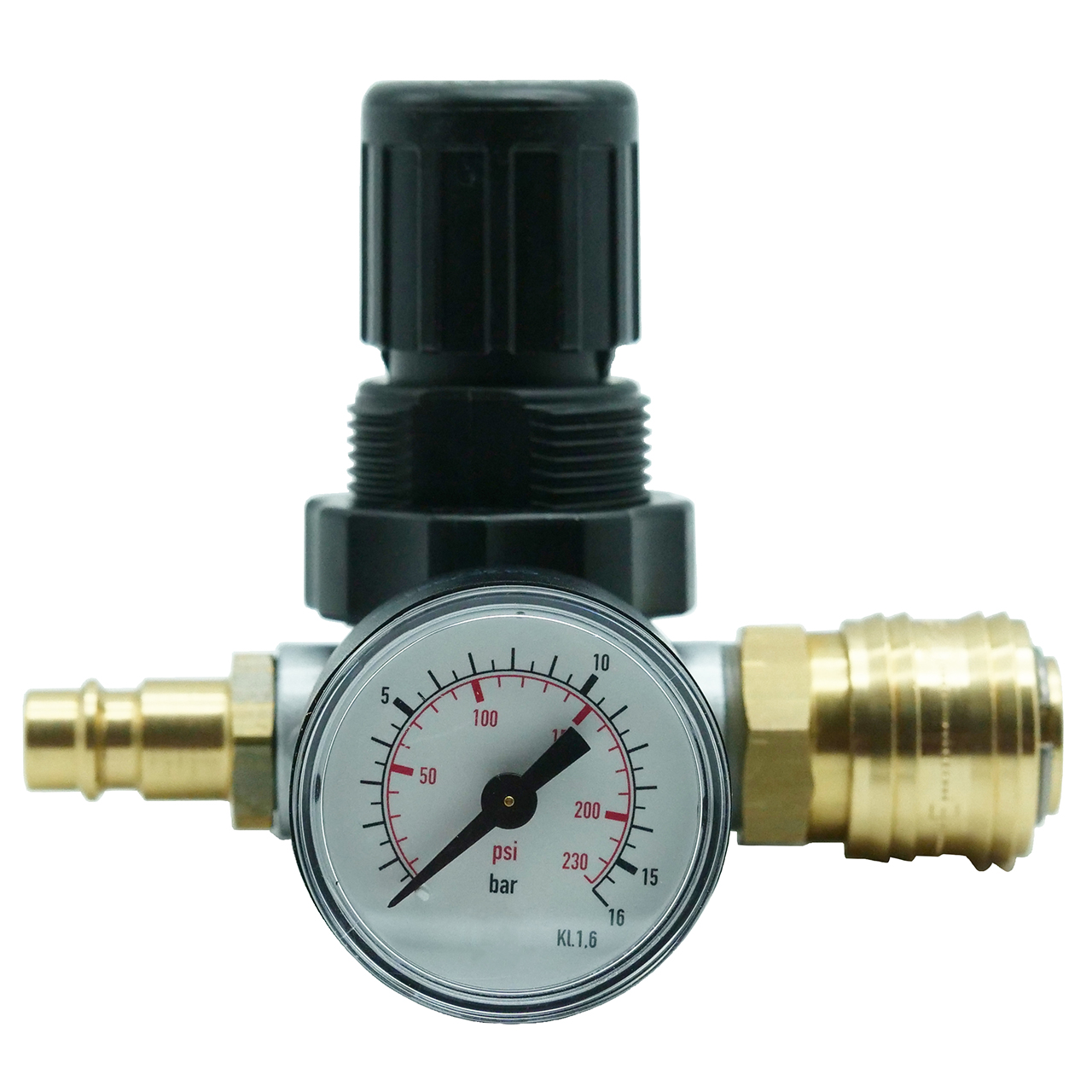 Prebena Aufsteckdruckminderer Z200.50 mit Standard-Schnellkupplung und Stecknippel, Manometer 0-12 bar