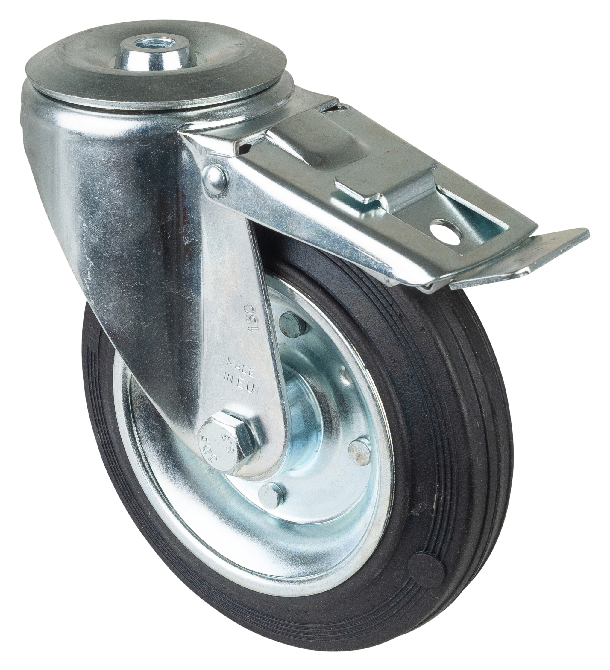 BS Rollen BS Transportrolle B55.160 Lenkrolle mit Totalfeststeller 160mm 135kg Gummi schwarz
