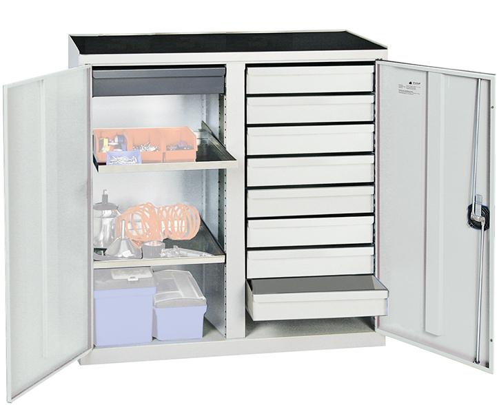 Stumpf Werkzeug- und Materialschrank Serie 2000, 9 Schubladen, 2 Fachböden und Mitteltrennwand