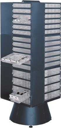 Raaco Drehturm leer, blau H1600xD880 mm für Magazine T255 mm