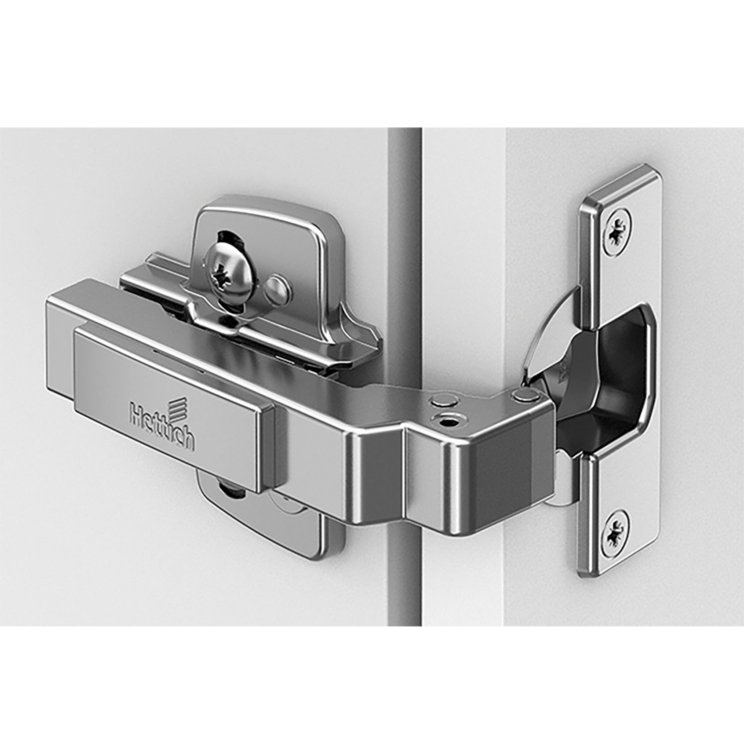 HETTICH Intermat Winkelscharnier W90, ohne Schließautomatik (Intermat 9966 W90), einliegend, Öffnungswinkel 95°, TH-Bohrbild 52 x 5,5 mm, zum Anschrauben (-)
