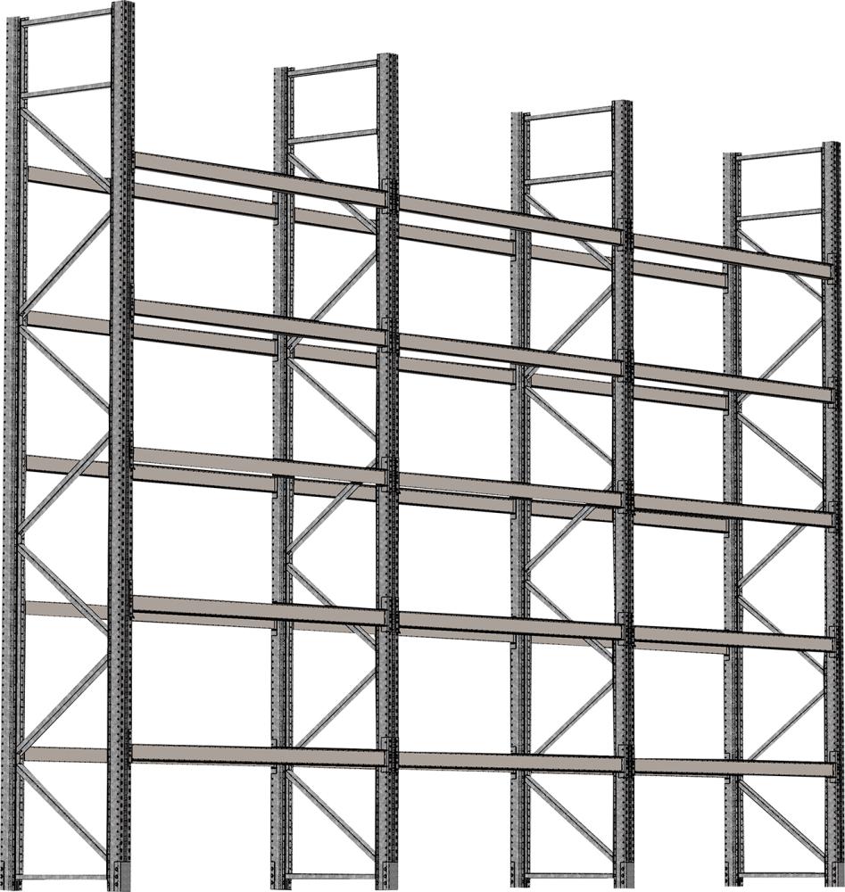SCHULTE Lagertechnik Palettenregal verzinkt 3 Felder á 2700 mm H 6000xT 1100mm 30 Holme 3000 kg