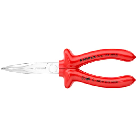 Knipex Flachrundzange mit Schneide (Storchschnabelzange) tauchisoliert VDE-geprüft 200mm