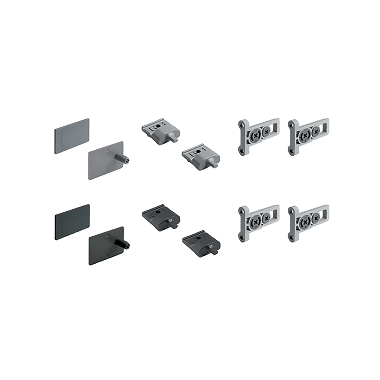 HETTICH Systema Top 2000 Verbindungs- / Funktionselemente, Aluminium Optik, links und rechts