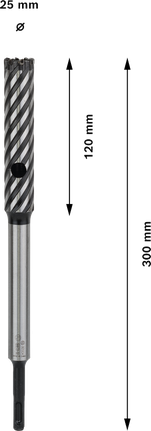 Bosch PRO SDS plus Hammerbohrer mit 25 mm Durchmesser., Hartmetallfräser, Spiralnut, Schaftwerkzeug
