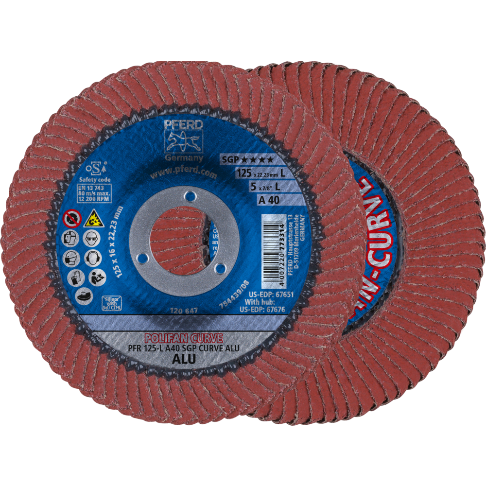 Pferd POLIFAN CURVE Fächerscheibe PFR 125x22,23 mm Breite L CO60 SGP STEELOX für