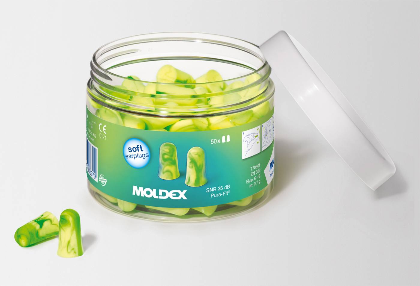 Moldex Pura-Fit® Gehörschutzstöpsel 500 Paar Refill Pack SNR 36 dB EN 352-2