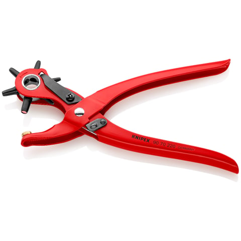Knipex Revolverlochzange 90 70 220 rot pulverbeschichtet 220 mm 6 Lochpfeifen Ø 2-5 mm