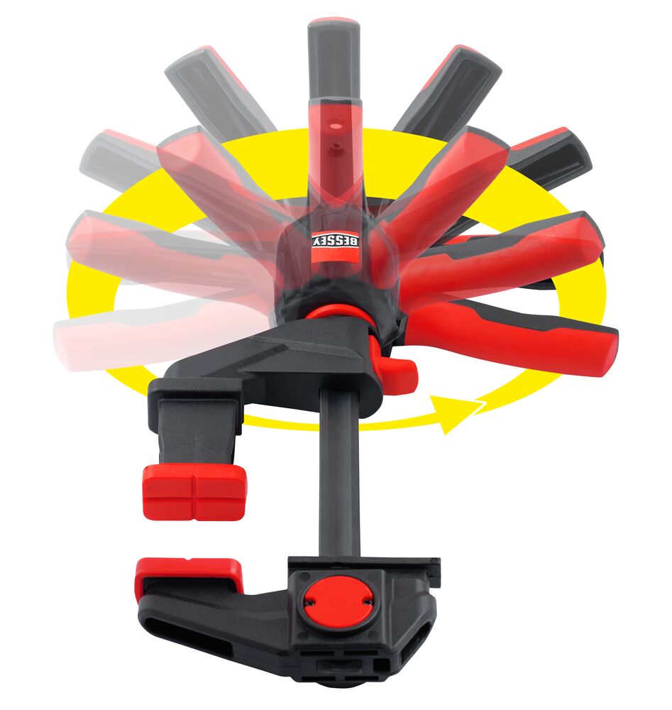 Bessey Einhand-Tischzwinge EZR360-15SET mit drehbarem Griff für Führungsschienen