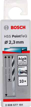 Bosch HSS PointTeQ 2.3mm twist drill bit pack., HSS-Bohrer, Metallbohrer, 2,3 mm, Spiralbohrer, Bosch