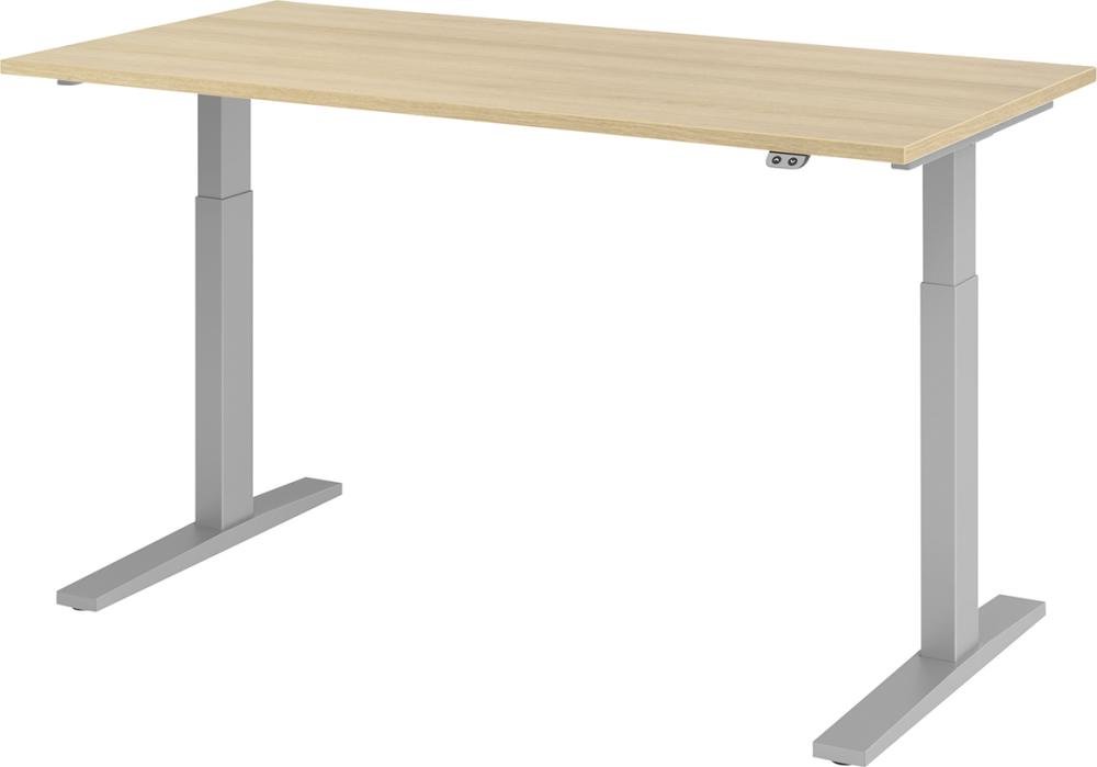 Hammerbacher Schreibtisch höhenvers. 1600x800x700-1200 mm Gestell silber, Platte Eiche