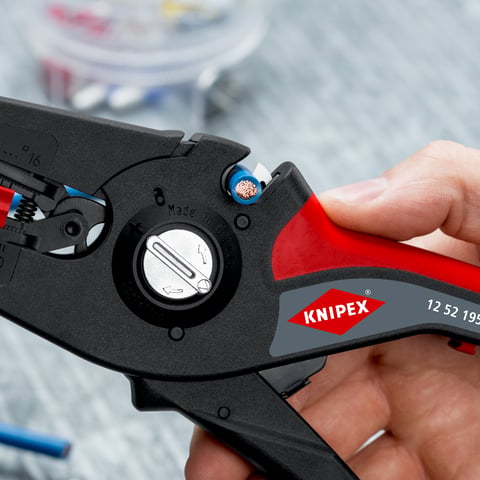 Knipex PreciStrip16® Automatische Abisolierzange 0,08-16 mm² mit Längenanschlag und Kabelschneider