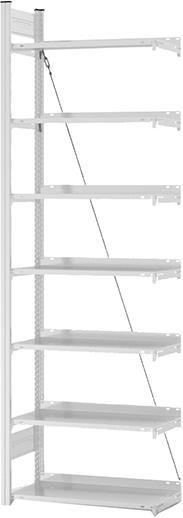 Anbauregal zerlegt HKA 23307 EX, 7 Böden 2350x300x750mm lichtgrau