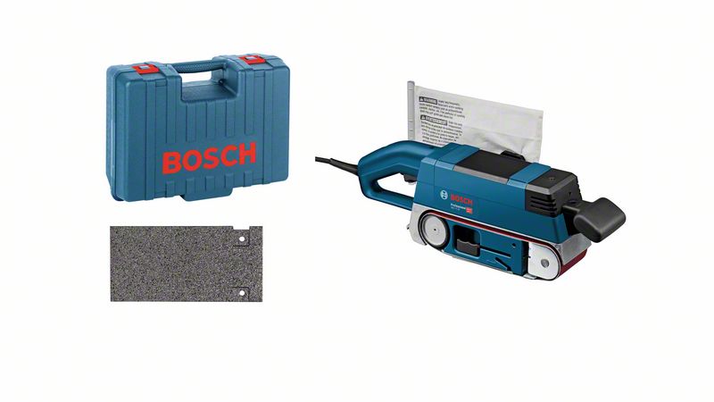 Bosch Bandschleifer GBS 75 AE, mit Koffer, Gewebeschleifband, Staubsack, Grafitplatte