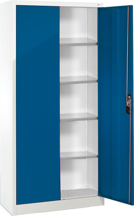 CP Büro-Flügeltürenschrank (RAL 7035/5010) mit 4 verstellbaren Einlegeböden