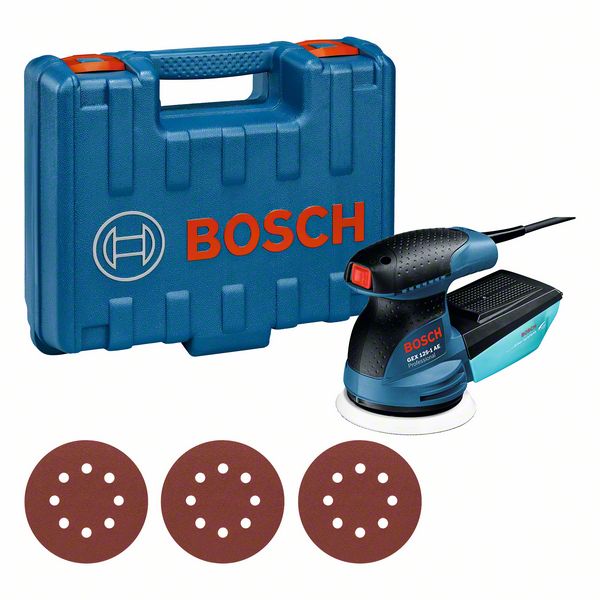 Produktbild Bosch Exzenterschleifer GEX 125-1 AE, mit 3 x Schleifblatt C470, in Handwerkerkoffer