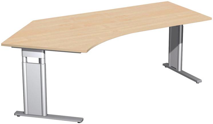 Geramöbel Schreibtisch C-Fuß "Pro", 680–820x2166x800/1130 mm (135° links)