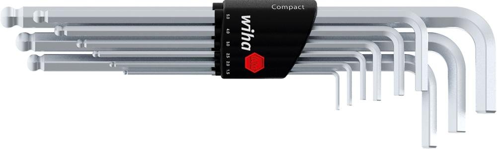 Wiha Stiftschlüssel Set im Compact Halter Sechskant-Kugelkopf 9-tlg. mattverchromt