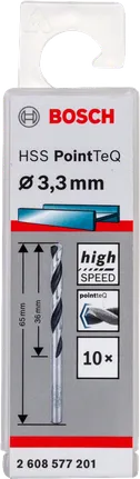 Bosch HSS Twist Drill Bit PointTeQ 3.3mm high speed.