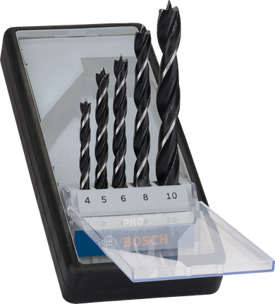 Bosch PRO Wood Brad Point Drill Bit Set 5 pcs in case.
