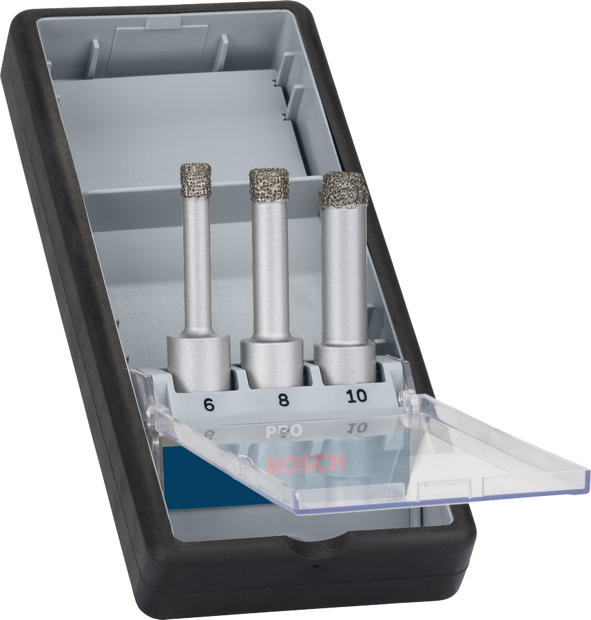 PRO Ceramic dry, Diamantbohrer-Set, Fliesenbohrer, 3-teilig, Kunststoffbox, Bohrkronen