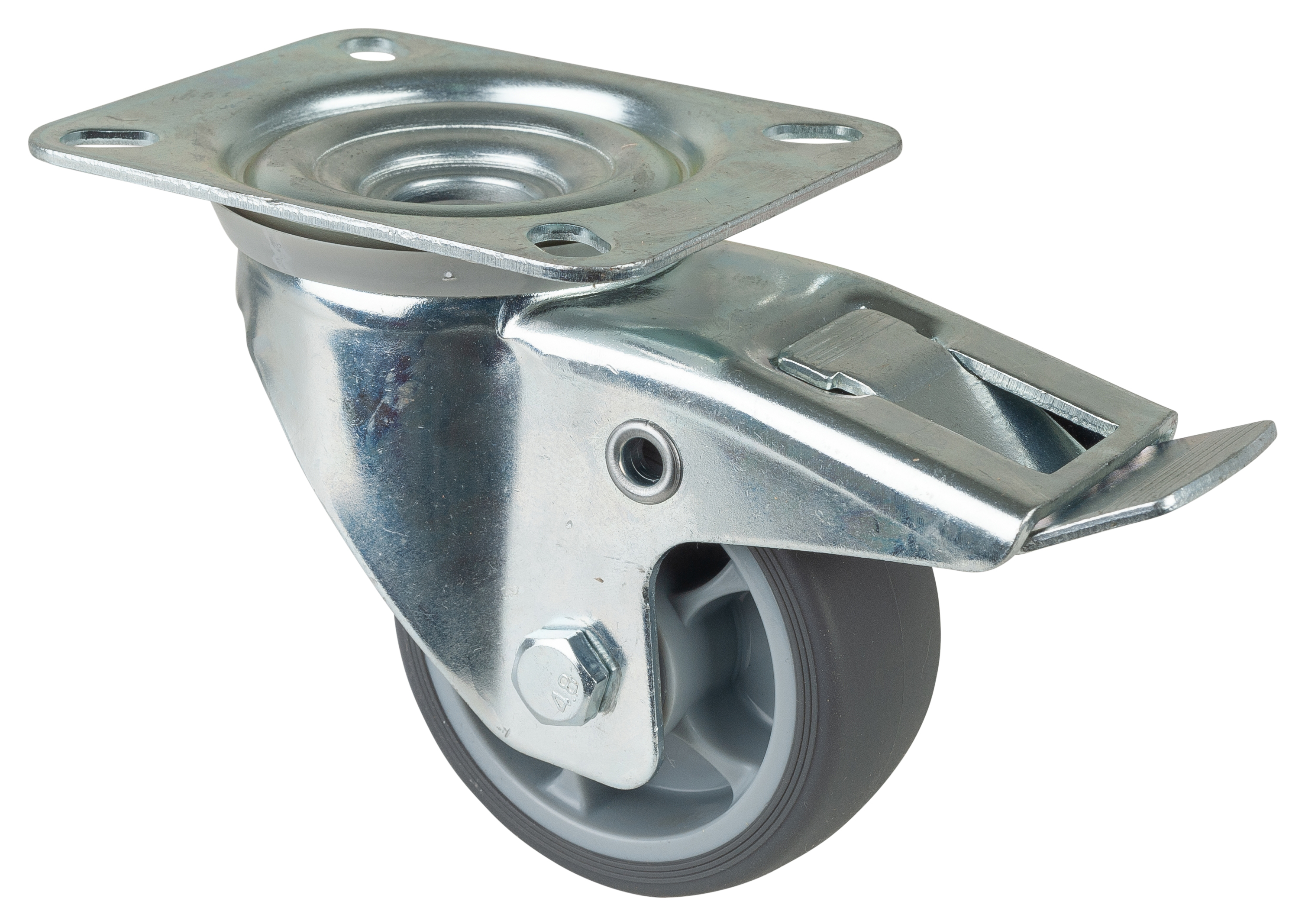 BS Rollen Lenkrolle L420.B44.081 mit Totalfeststeller Rad-Ø 80 mm Tragfähigkeit 100 kg Kunststoff