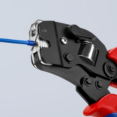 Knipex 97 53 09 Selbsteinstellende Crimpzange für Aderendhülsen mit Fronteinführung 0,08-16 mm²