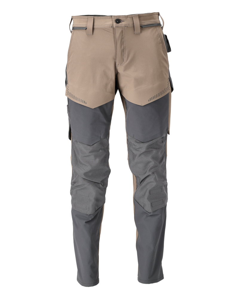 Mascot Hose mit Knietaschen, ULTIMATE STRETCH Hose Größe 82C52, dunkles sandbeige/anthrazitgrau