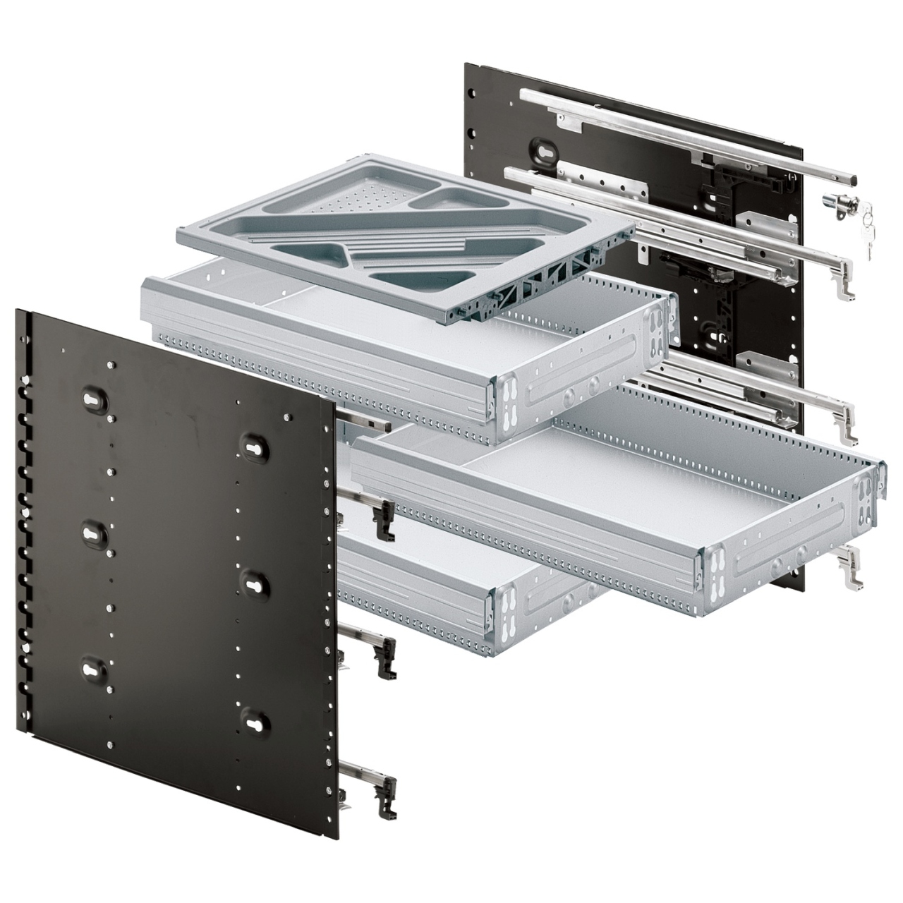 HETTICH Schreibtischcontainer Schnellmontage -Sets, - Einbaubreite 404 mm, - Raster 32 mm