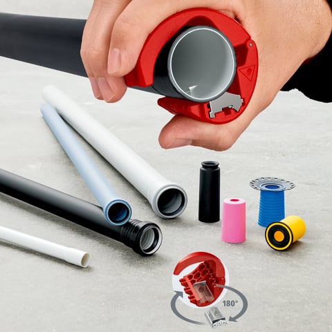 Knipex BiX® Schneider für Kunststoffrohre und Dichthülsen 90 22 10 BK Ø 20-56 mm