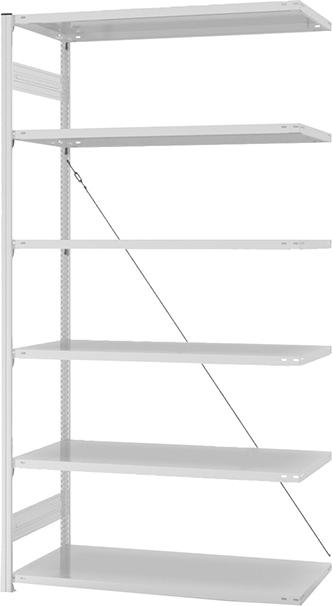 Anbauregal, 6 BD 2500x600x1300, hellgrau