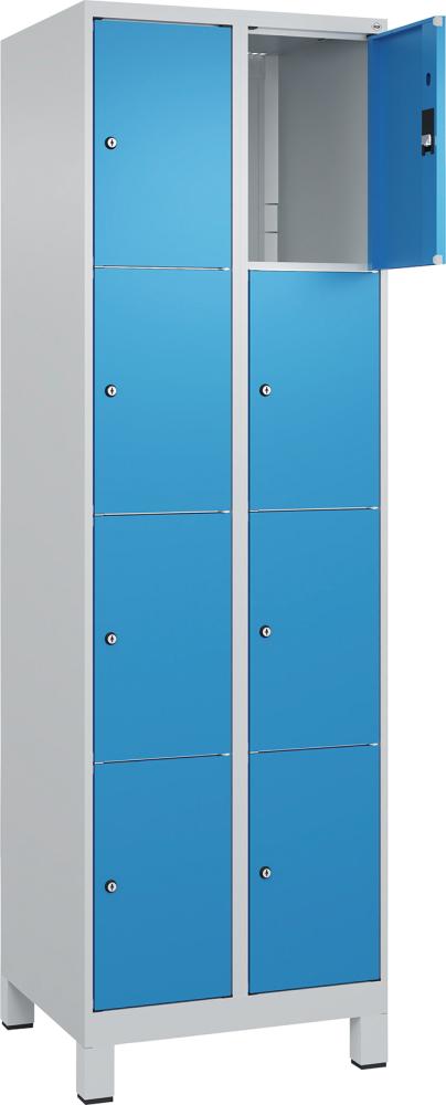 CP Fächerschrank mit Füßen B600xT500xH1950 Korpus RAL 7035 LichtgrauTüren RAL 5012 Lichtblau