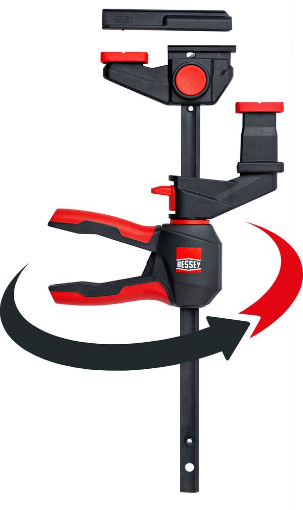 Bessey Einhand-Tischzwinge EZR360-15SET mit drehbarem Griff für Führungsschienen