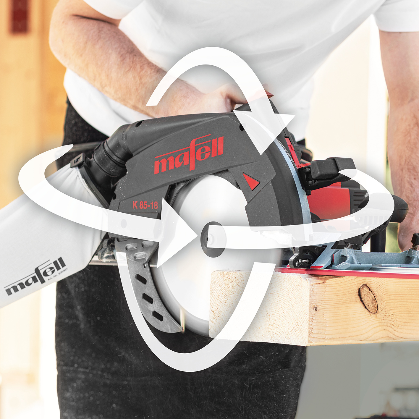 Mit dem MAFELL ErgoBalanceConcept ist das Werkzeug für jegliche Arbeitseinsätze optimiert. Das ermöglicht nicht nur ein präzises Arbeiten, sondern auch eine ergonomisch optimale Führung. Anwendungsbild