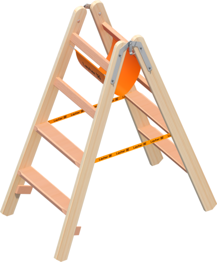 Layher Holzstehleiter mit Stufen 1020 4 Stufen 1,12m
