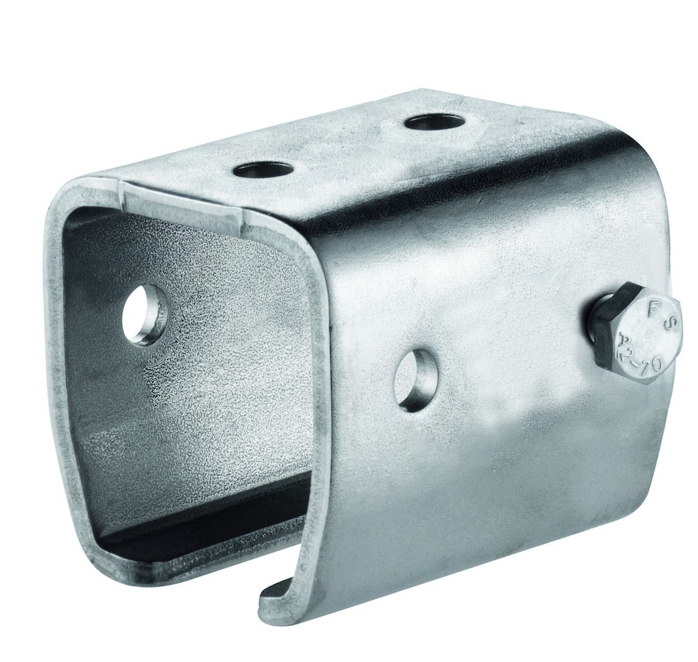 Produktbild Schiebetor-Übersteckmuffe, 1404, mit seitlicher Konterschraube, Stahl