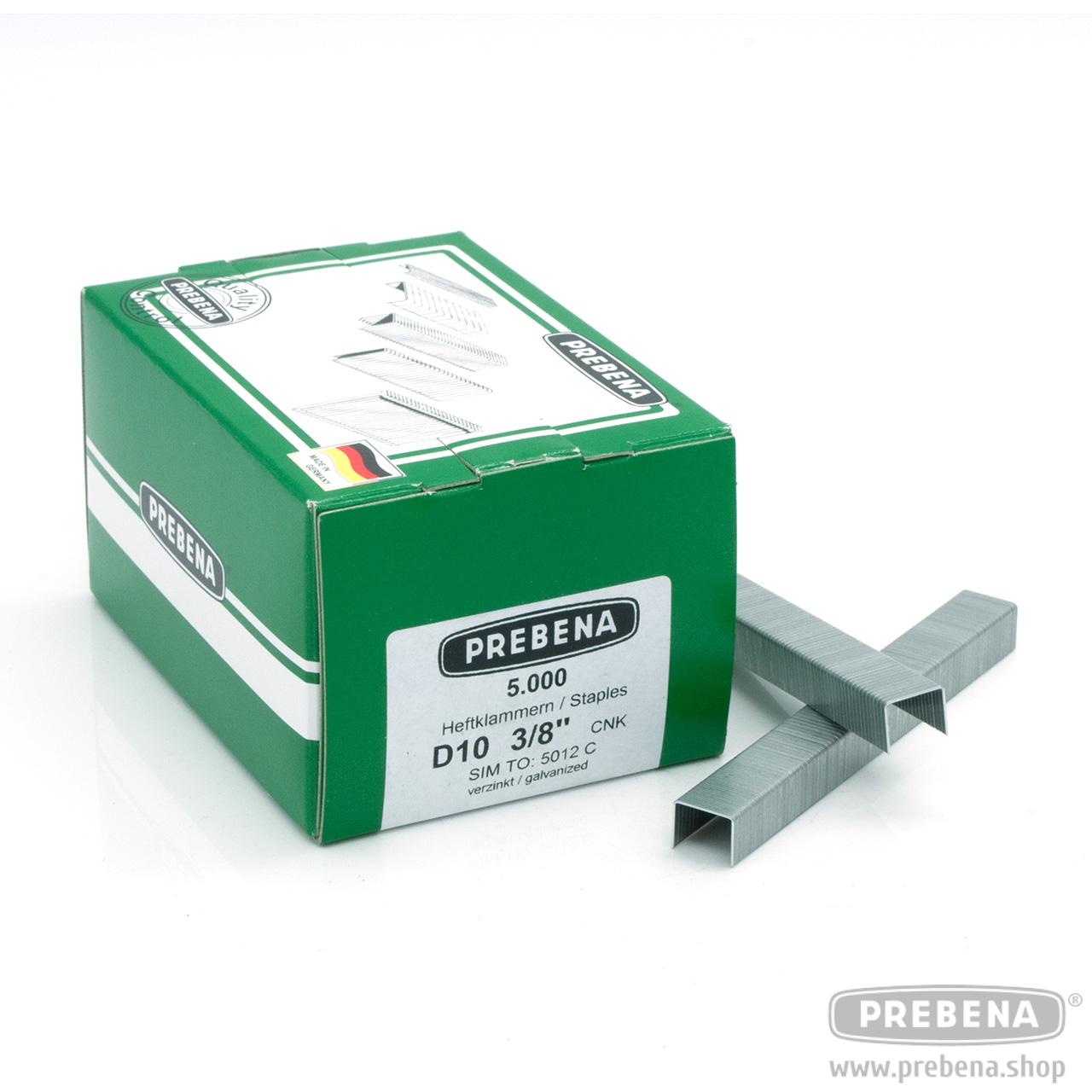 Prebena Heftklammern D10CNK verzinkt 10mm Type D 12,5mm Rückenbreite 5000 Stück