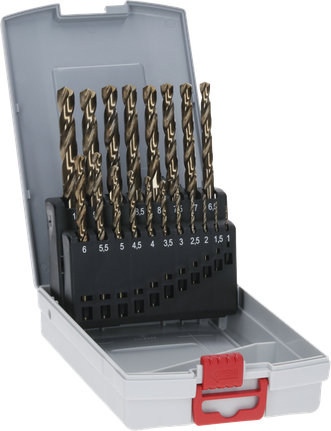 Bosch PRO Stainless Steel HSS-Co Twist Drill Bit Set, 19 pcs., Spiralbohrer, Metallbohrer, Bohrerset, Kunststoffkassette, Verschiedene Größen