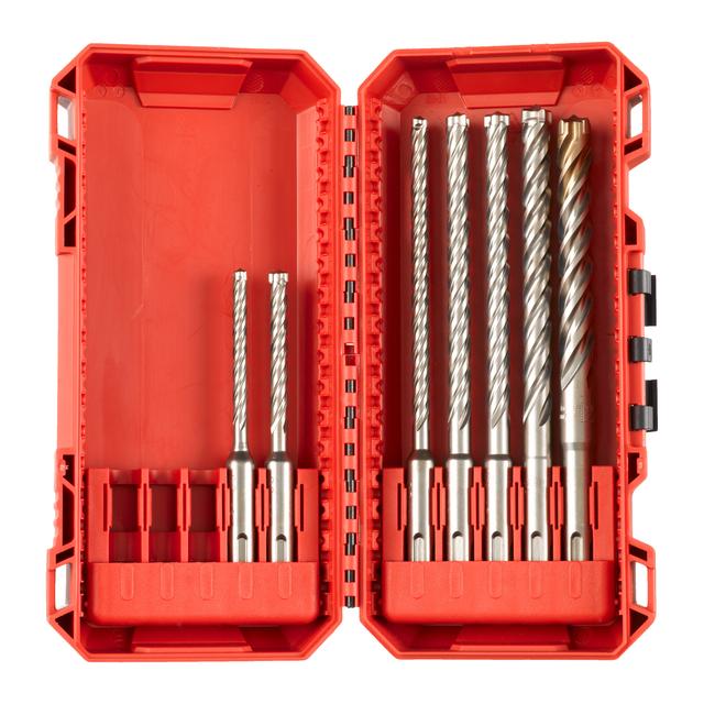 Milwaukee 5/6 x 115mm, 6/8/8/10 x 165 mm, 12 x 160 mm in PACKOUT kompatibler Kassette Hammerbohrer MX4 SDS-Plus Set 7-teilig