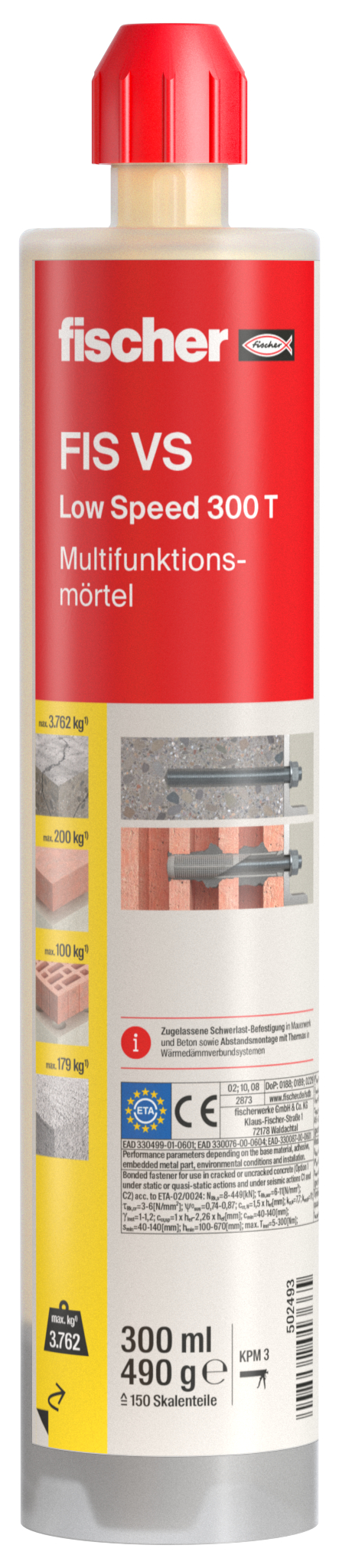Produktbild, Multifunctional mortar, Mörtel, Fischer FIS VS, Low Speed 300 T, Baumörtel