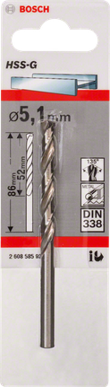 Bosch Metallbohrer HSS-G 5,1 mm DIN 338., Metallbohrer, HSS-G, Spiralbohrer, 5,1 mm, DIN 338