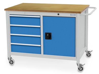 b+h Bedrunka+Hirth Mobile Werkbank 04.12.19VA Tiefe 736 mm 4x Schublade 1x Flügeltür
