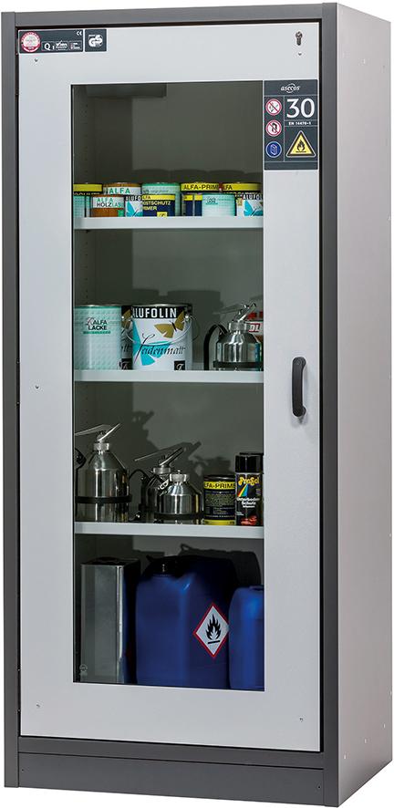 asecos Schrank Q-Classic-30 Fenster 1Tür 3FB,Grau