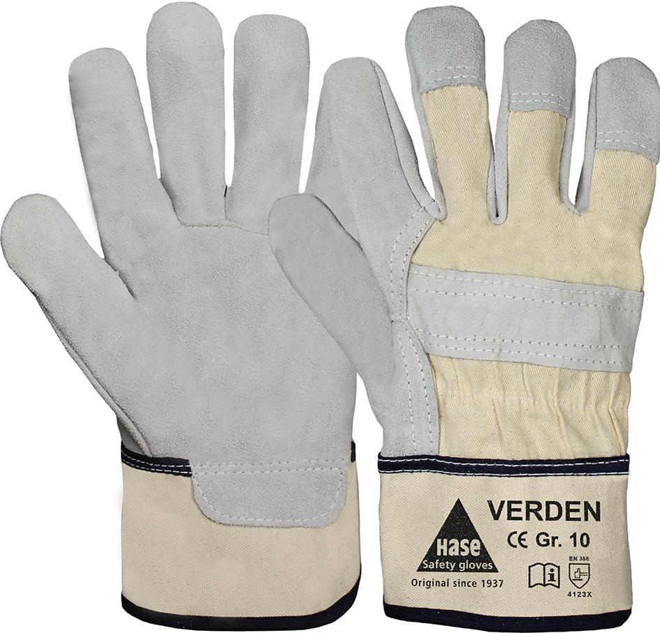 Hase Handschuh Verden,Spaltle.Gr. 10, grau MW