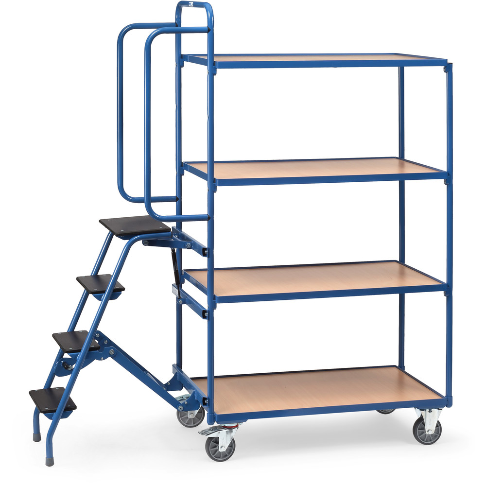 Fetra Kommissionierwagen 2108 mit Trittstufen 4 Ladeflächen 250 kg