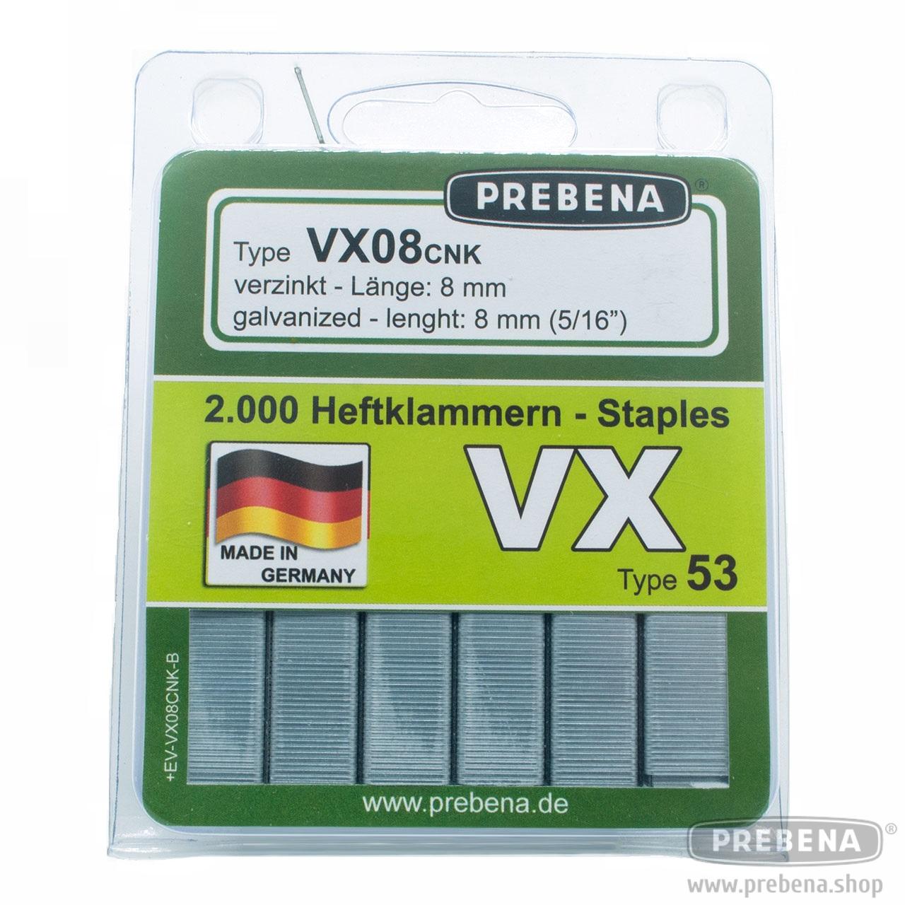 Prebena Heftklammern VX08CNK-B 8mm verzinkt 2000 Stück