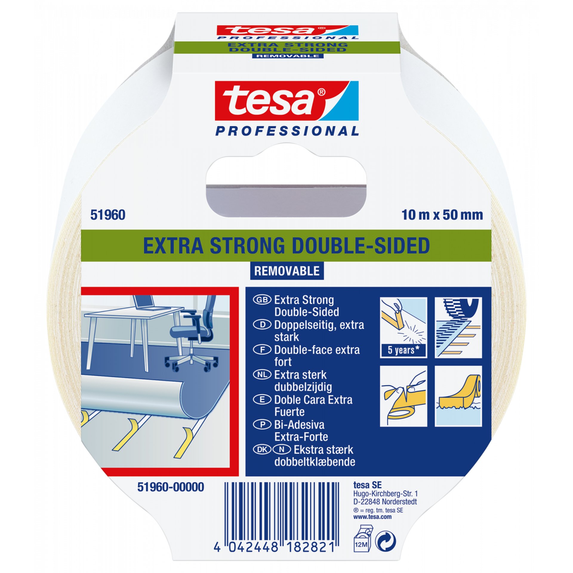 Tesafix® „Profi“ Verlegeband Ablösbar 00 Farblos 10m x 50mm
