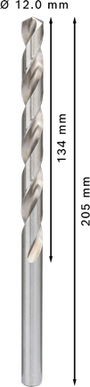 Bosch PRO Metal HSS-G Twist Drill Bit 12 mm diameter., Spiralbohrer, Metallbohrer, 12 mm, Silberfarben