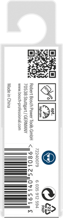 Bosch PRO stainless steel HSS-Co twist drill bit pack., Produktetikett, QR-Code, Barcode, Schwarz-weiß, Aufhängeloch