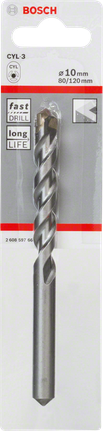 Bosch CYL-3 Betonbohrer 10 mm für schnelles Bohren., Steinbohrer, Betonbohrer, Spiralbohrer, 10 mm, Bosch